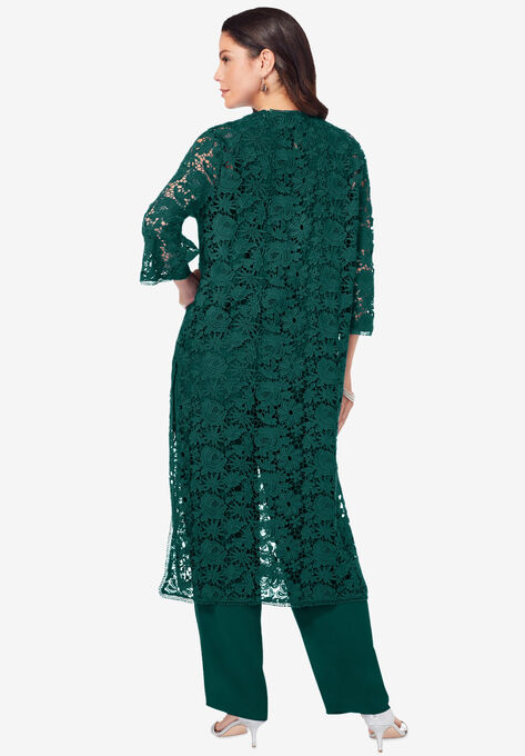 Three-Piece Lace Duster & Pant Suit, , on-hover image number null