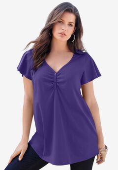 Plus Size Cotton Ultimate Flutter Sleeve Sweetheart Tee