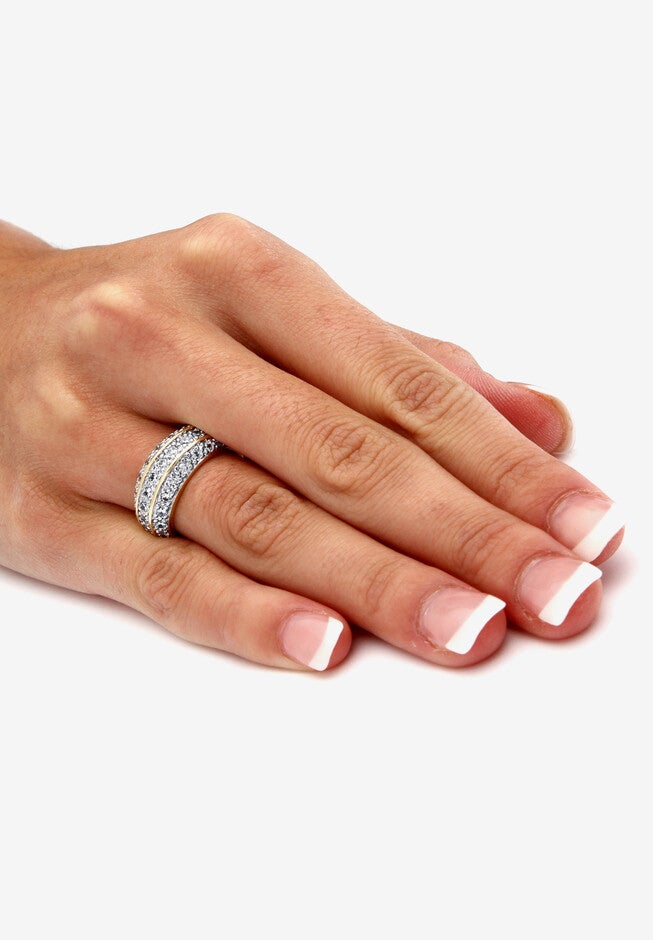 1.68 Tcw Round Cubic Zirconia Triple Row Ring In Gold-Plated, , alternate image number null