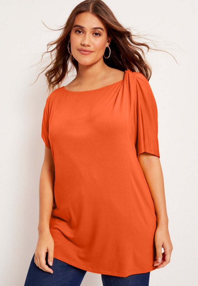 Twist Shoulder Tee, GRENADINE, hi-res image number null