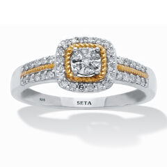 .24 TCW Diamond Sterling Silver Tutone Halo Engagement Ring