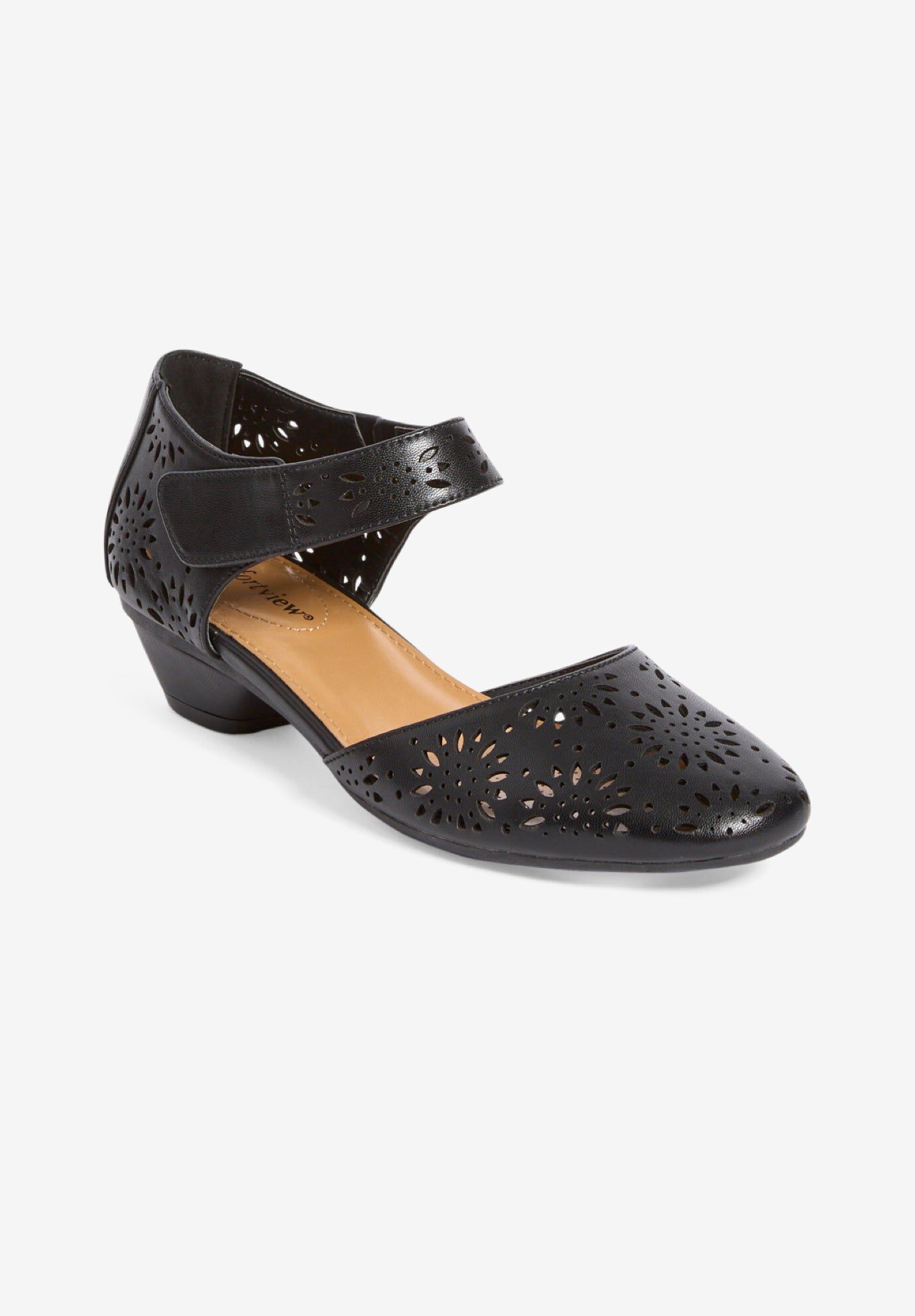 Adjustable Leather-Like The Rhodes Pump, Black | Catherines