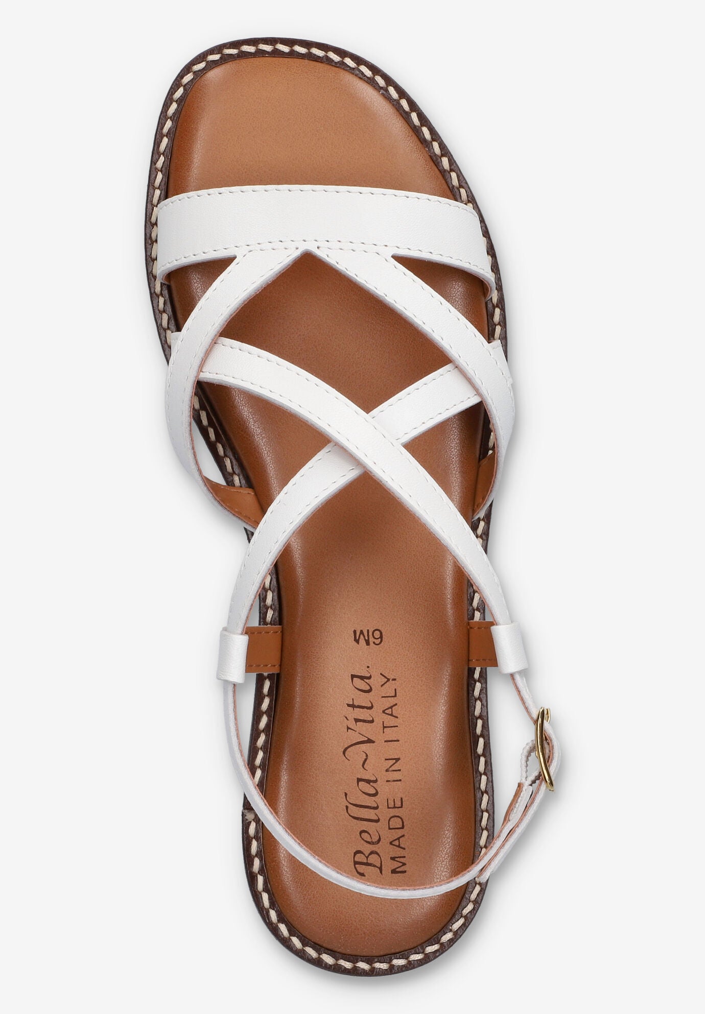 Tya-Italy Flat Sandal, WHITE LEATHER, alternate image number 6