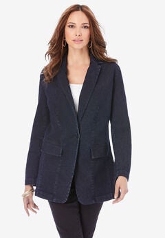 Plus Size Denim Boyfriend Blazer