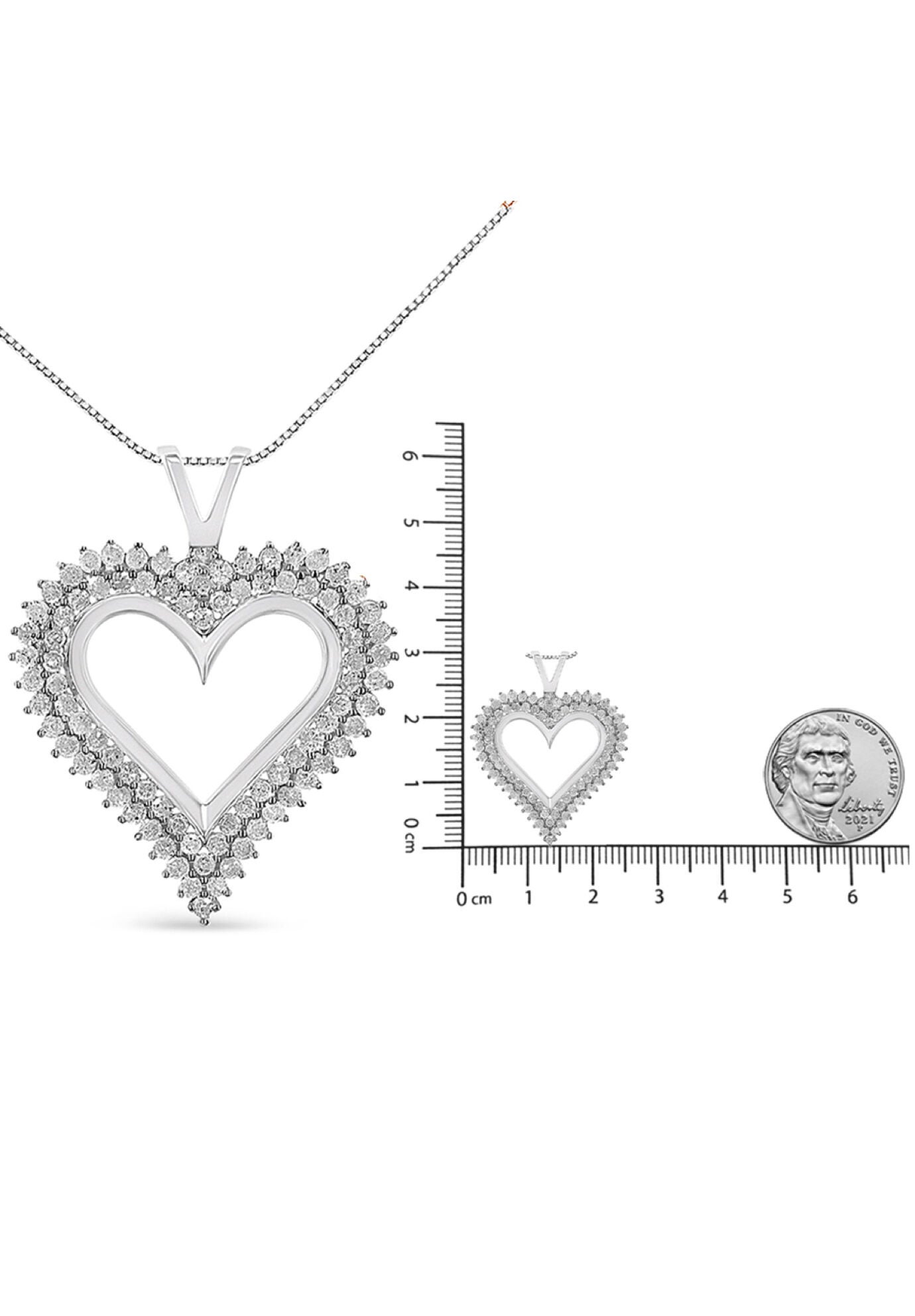 Sterling Silver 1.00 Cttw Diamond Heart Pendant Necklace, , alternate image number 5