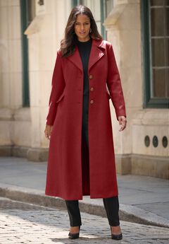 Plus Size Long Tailored Wool Blend Coat