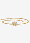 Gold-Plated Filigree Butterfly Two-Tone 9’ Ankle Bracelet 9" Plus Extender, GOLD, hi-res image number 0