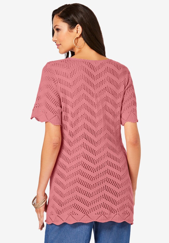 Scalloped Pullover Sweater, , on-hover image number null
