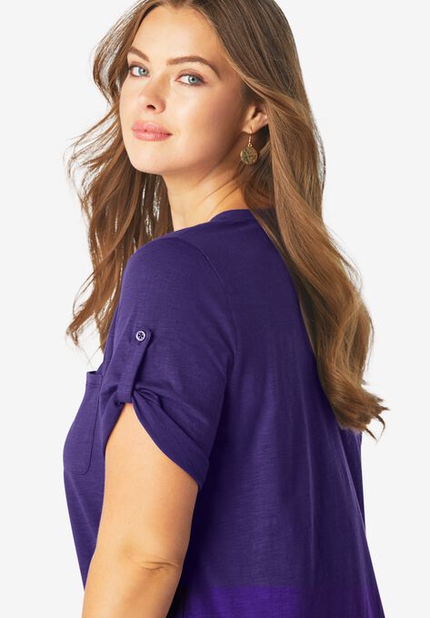 V-Neck Boyfriend Slub Tunic, , alternate image number null
