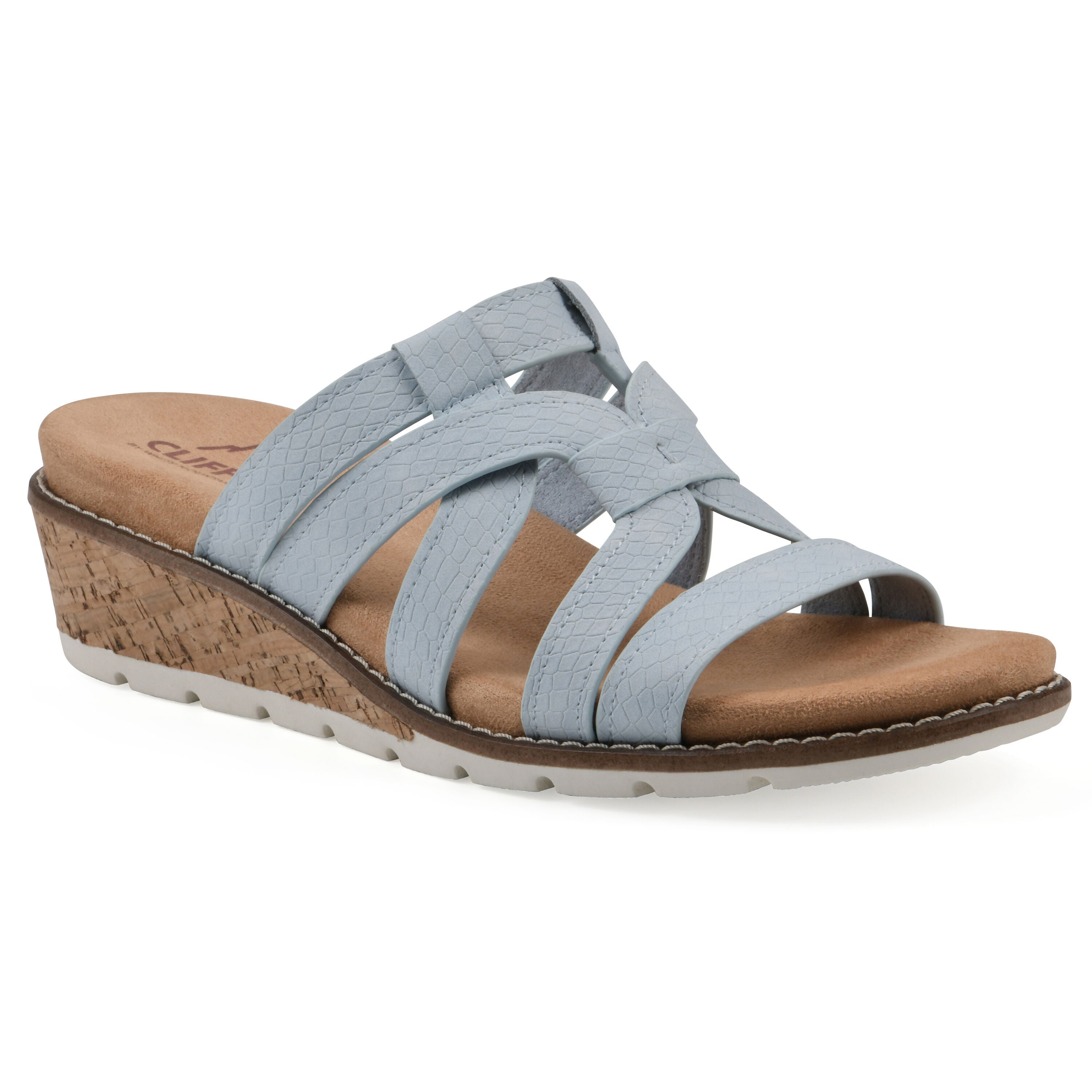 Tinisha Wedge Sandal, LIGHT BLUE EMBOSSED, hi-res image number 0