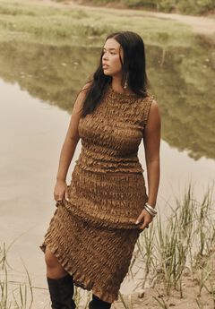 Sleeveless Smocked Lace Knit Top