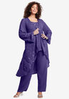 Three-Piece Beaded Pant Suit, MIDNIGHT VIOLET, hi-res image number 0