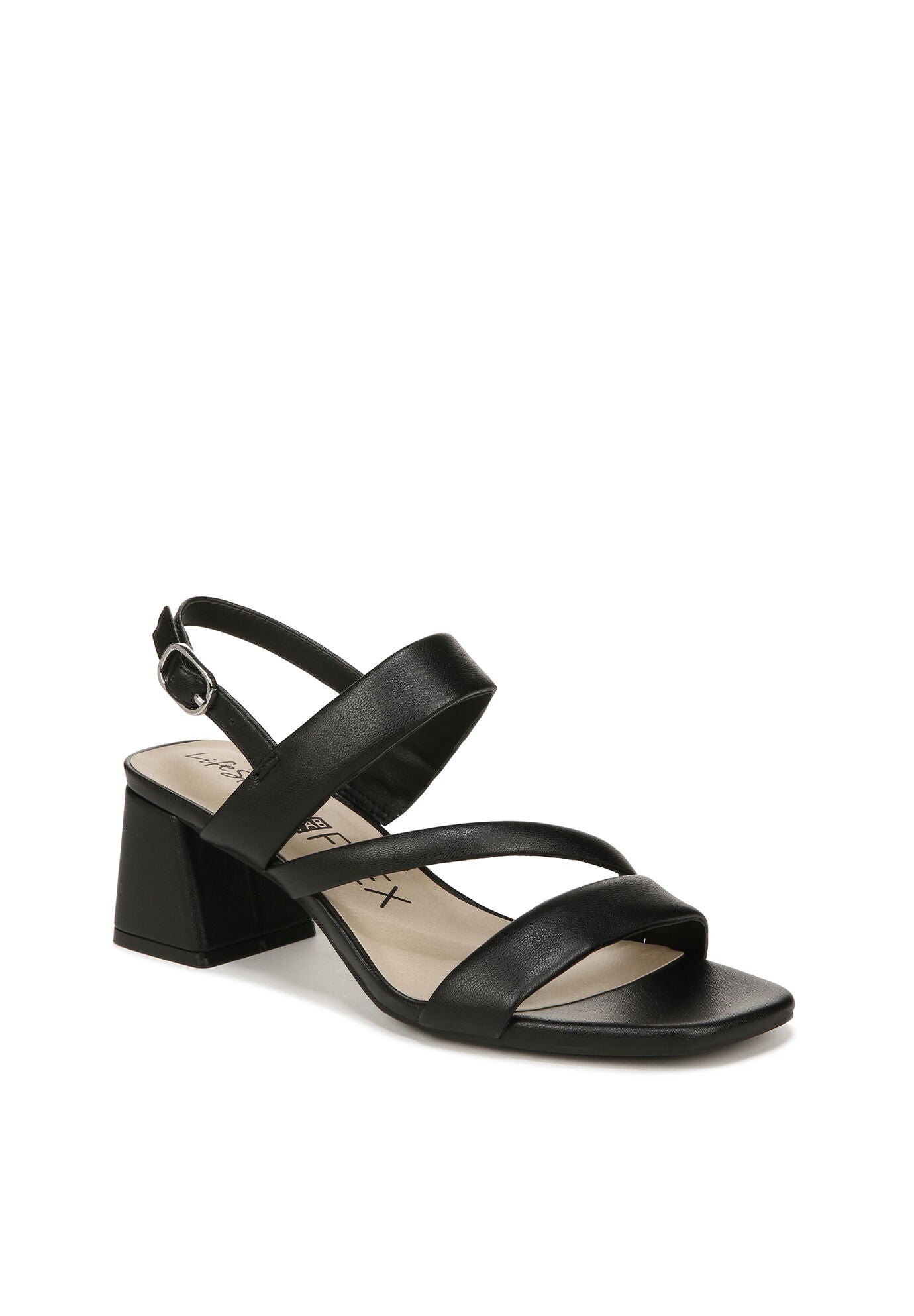 Celia Heeled Sandal, BLACK FAUX LEATHER, hi-res image number 0
