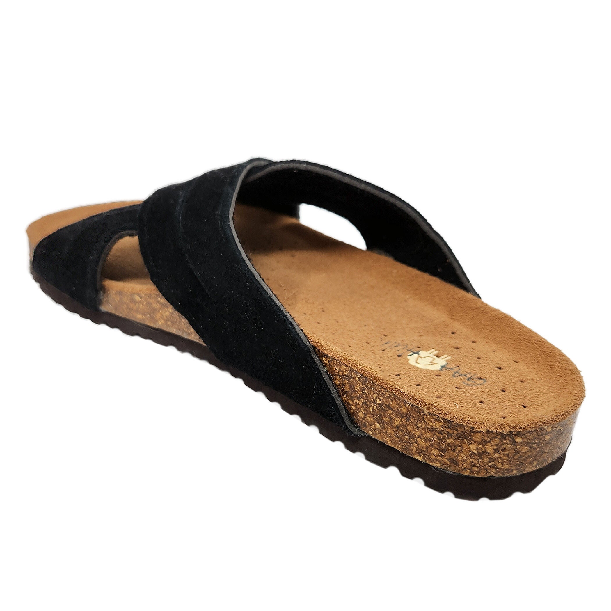 Leather Criss Cross Footbed Sandal, BLACK, on-hover image number 1