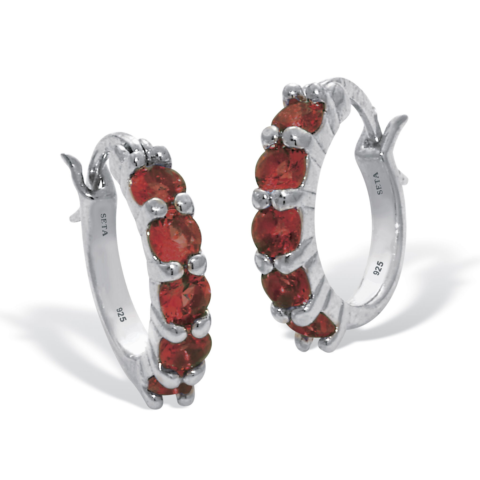 Birthstone Sterling Silver Huggie Hoop Earrings, JANUARY, hi-res image number 0