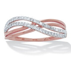 .25 TCW Diamond 14k Rose Gold Plated Sterling Silver Crossover Ring
