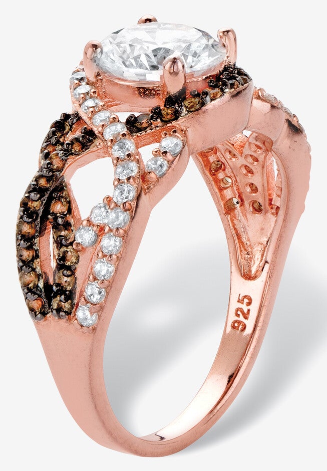 Rose Gold-Plated Silver Ring Cubic Zirconia, , on-hover image number 1