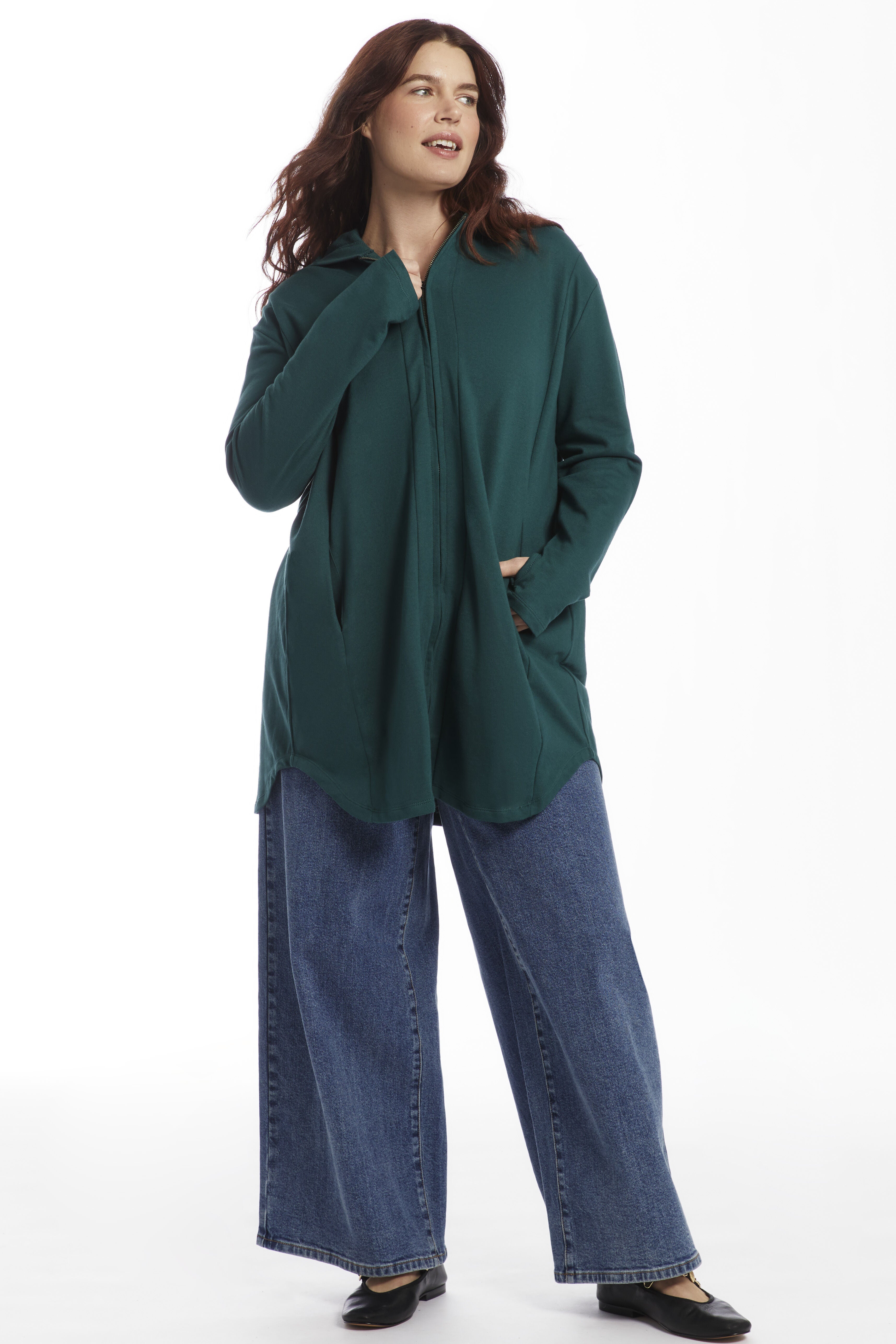 Zip-Up French Terry Hoodie, SEA MOSS, hi-res image number 0