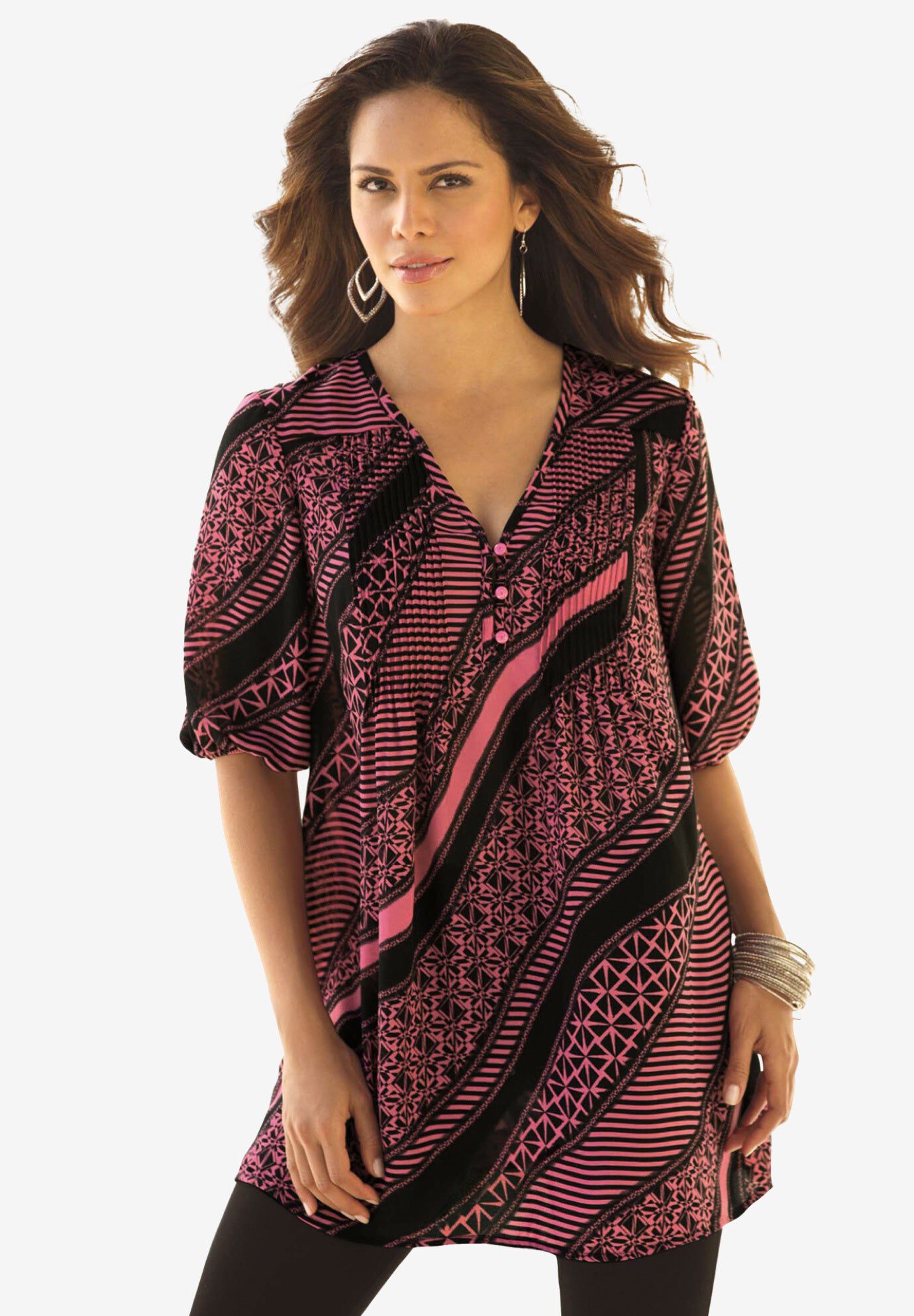 Printed Y-Neck Georgette Top