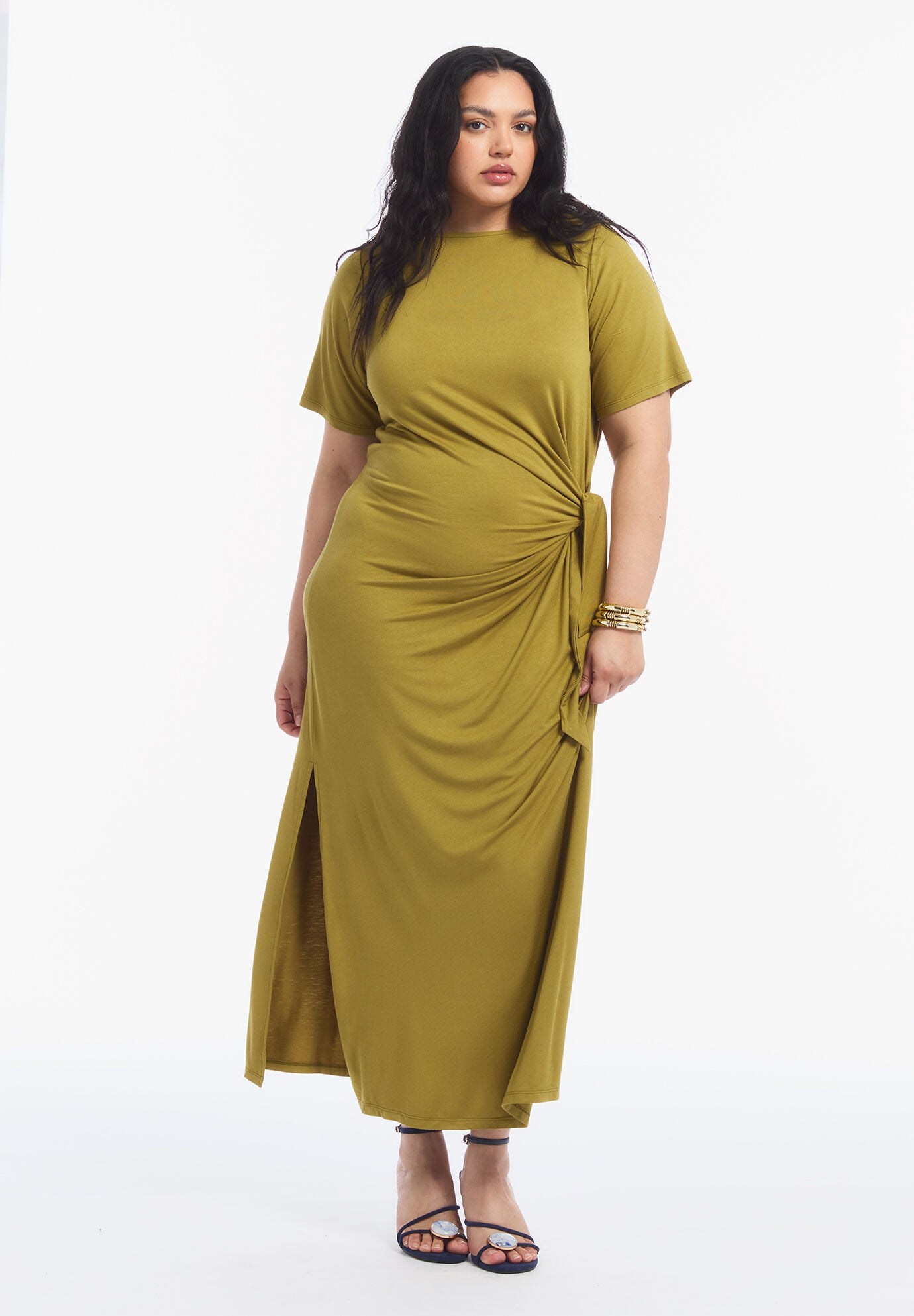 Boatneck Gathered Maxi Dress