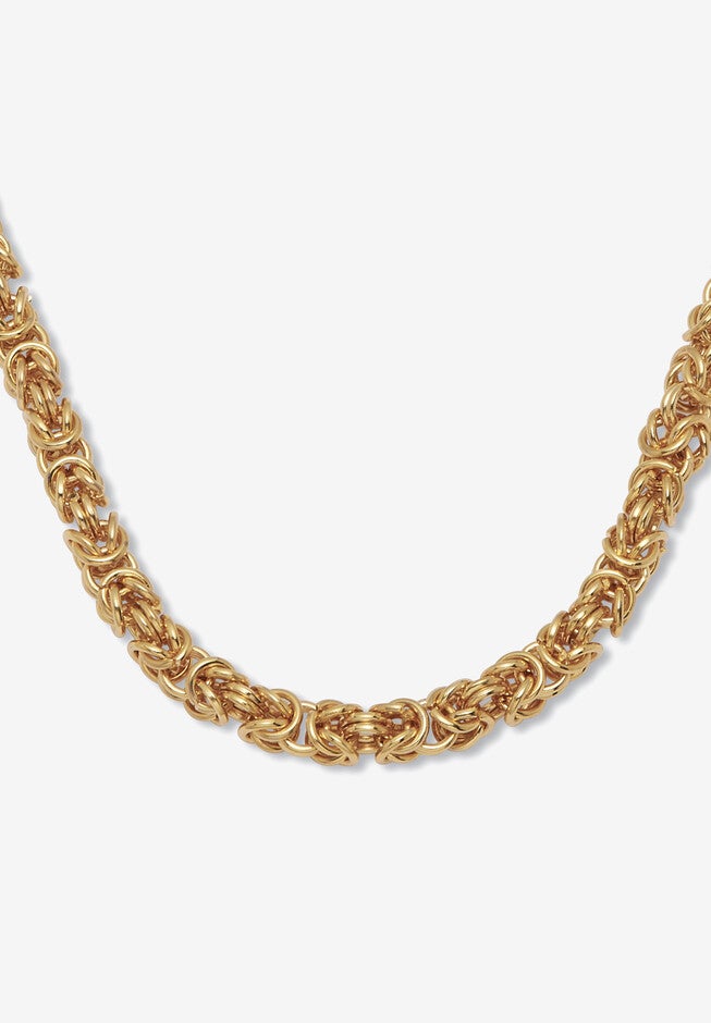 Goldtone Byzantine-Link Necklace, 18 Inches, GOLD, hi-res image number null