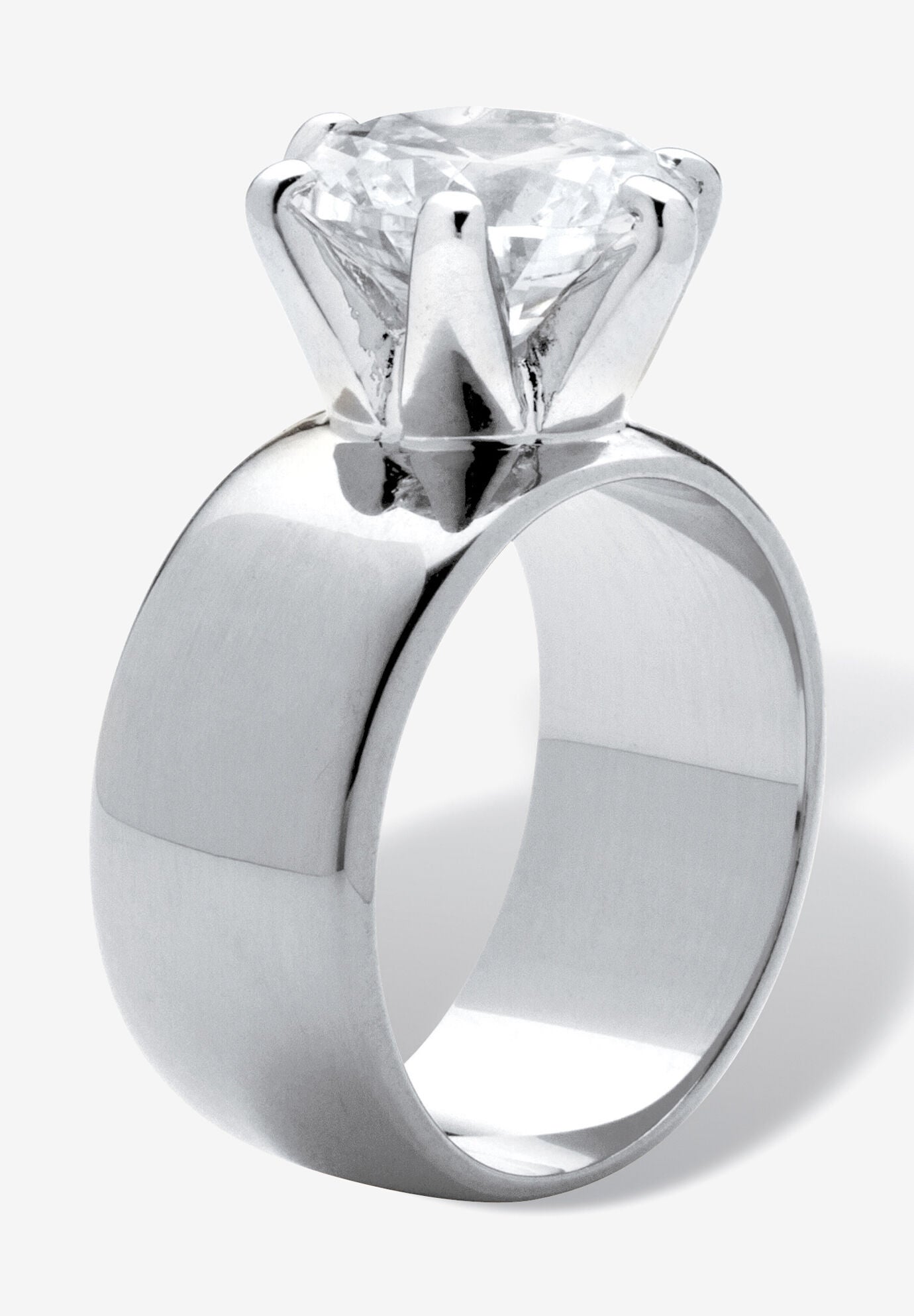 4 Cttw. Silvertone Round Cubic Zirconia Solitaire Engagement Ring, , on-hover image number 1