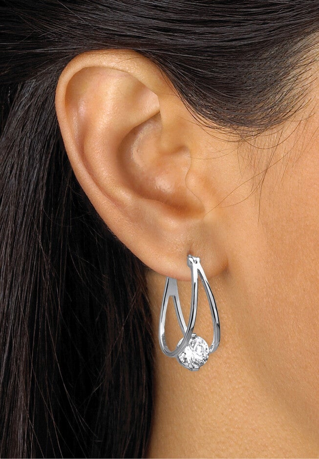 8 Tcw Cubic Zirconia Hoop 2-Pair Earrings Set In Silvertone And Gold-Plated, , alternate image number null