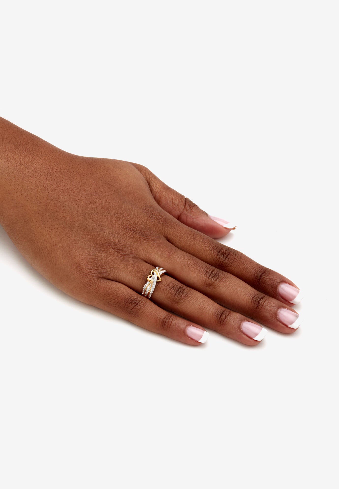 Gold Over Silver Diamond Heart Promise Ring (1/10 Cttw), , alternate image number 3