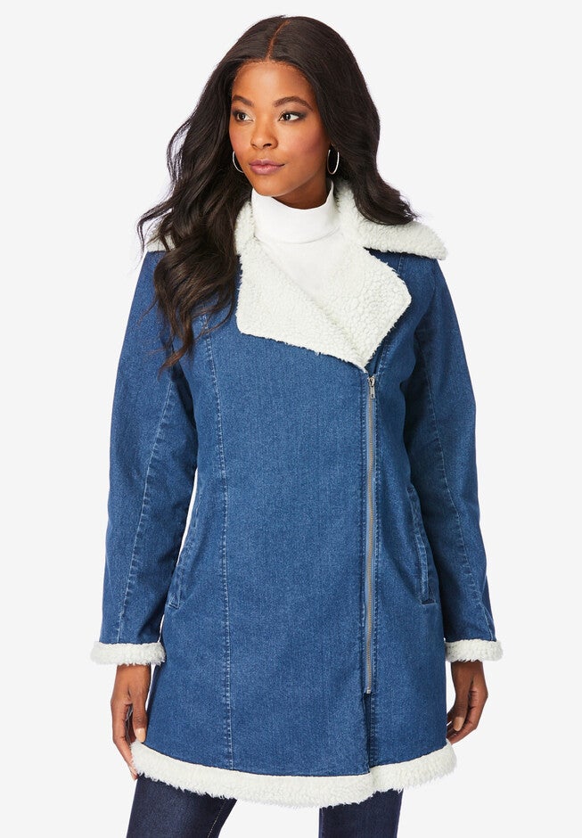 Sherpa-Lined Denim Jacket, , alternate image number null