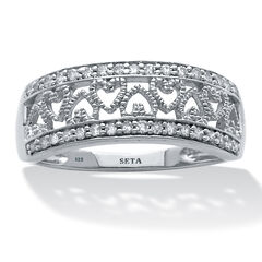 .25 TCW Diamond Sterling Silver Interchanging Heart Promise Ring