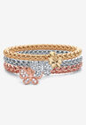 Rose Gold-Plated Butterfly Charm Stretch Bracelet Set, CRYSTAL, hi-res image number null