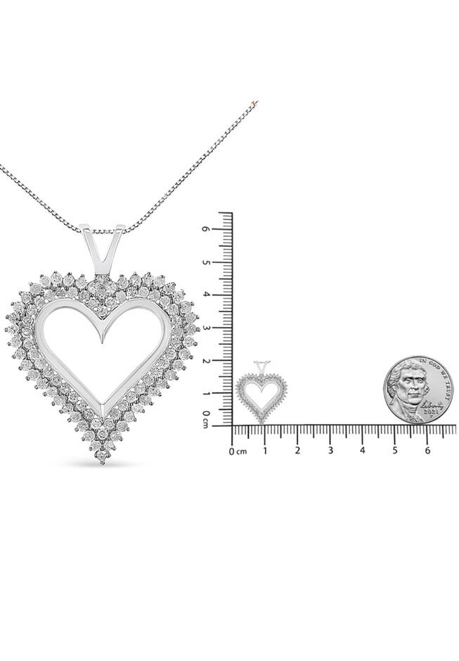 Sterling Silver 1/2 Cttw Diamond Heart Pendant Necklace, , alternate image number null