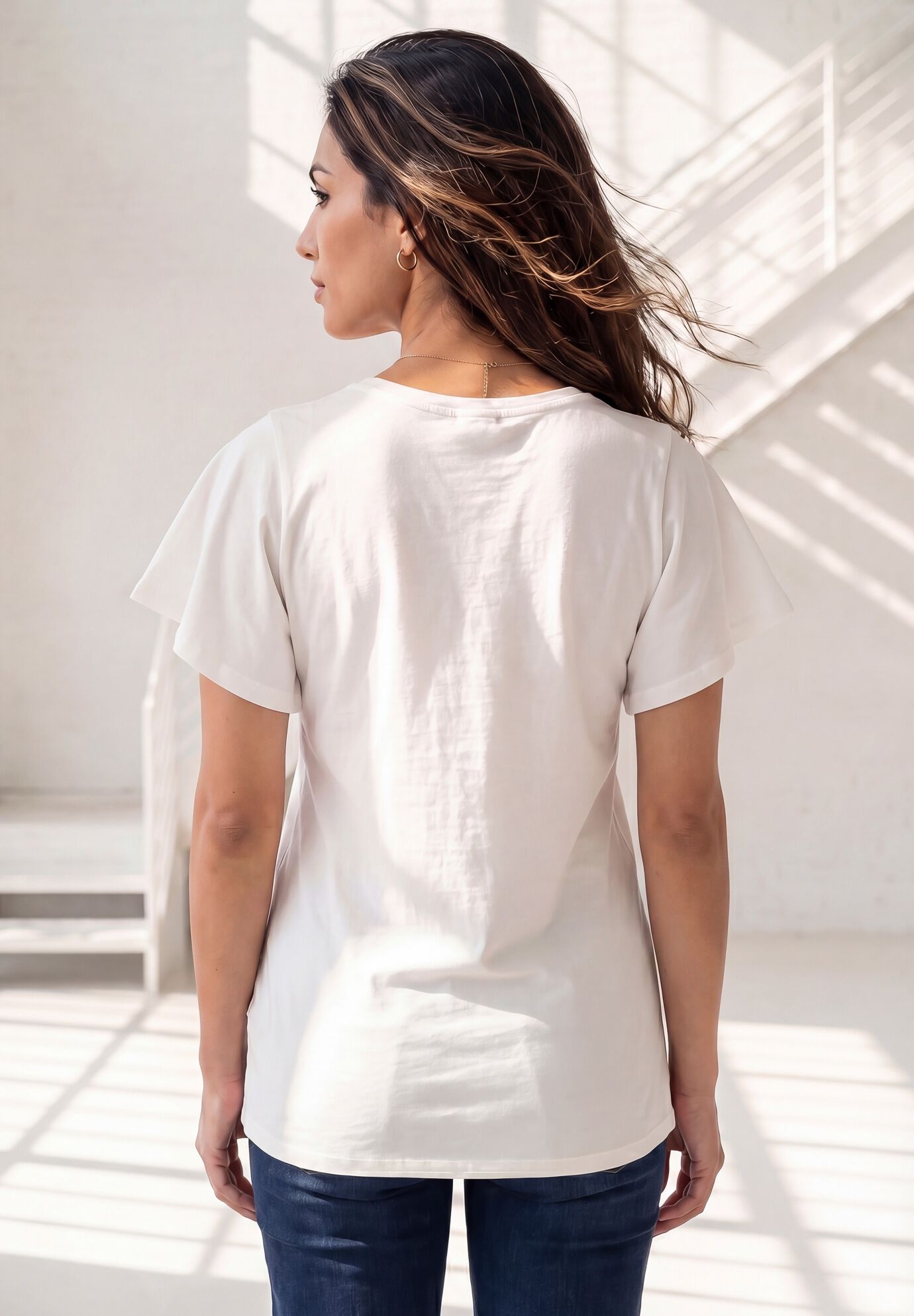Plus Size Cotton Ultimate Flutter Sleeve Sweetheart Tee, , alternate image number 2