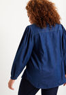Blouson-Sleeve Chambray Top, , on-hover image number null
