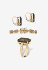 41.25 Tcw Genuine Smoky Quartz Gold-Plated Earring, Bracelet & Ring Set, , on-hover image number null