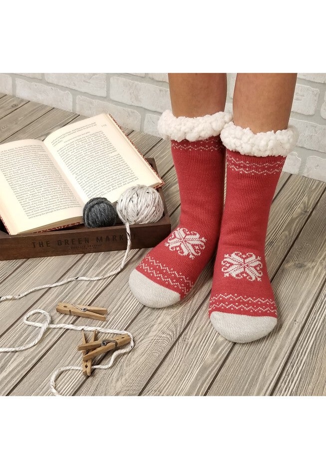 Heart Snowflake Slipper Socks, , on-hover image number 1