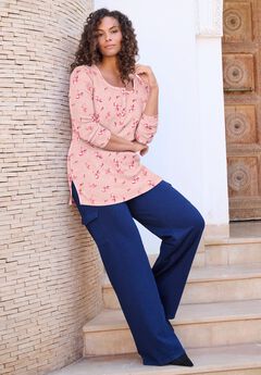 Plus Size Knit Thermal Henley Top – Long Sleeve