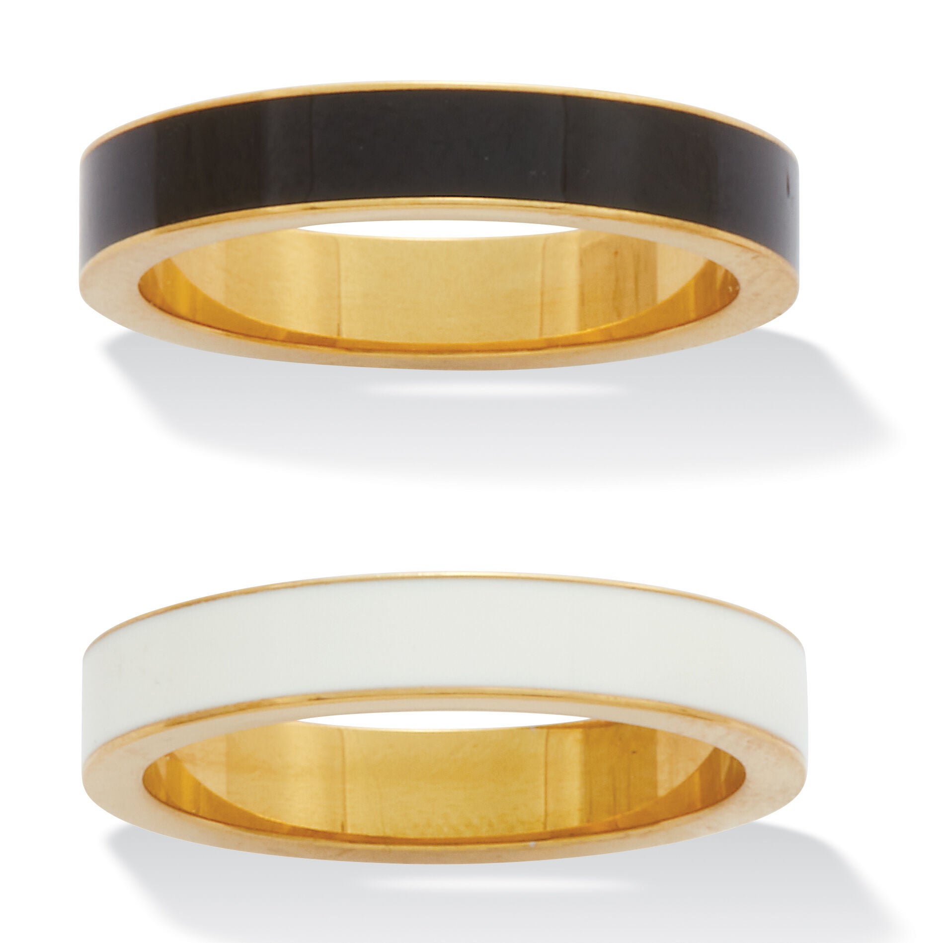 2-Piece Yellow Gold Ion-Plated Stainless Steel Enamel Bands, YELLOW, hi-res image number 0