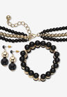 3-Piece Set Bib Necklace (43Mm), Round Simulated Beads, 16.5 Inches Plus 3" Ext, , on-hover image number null