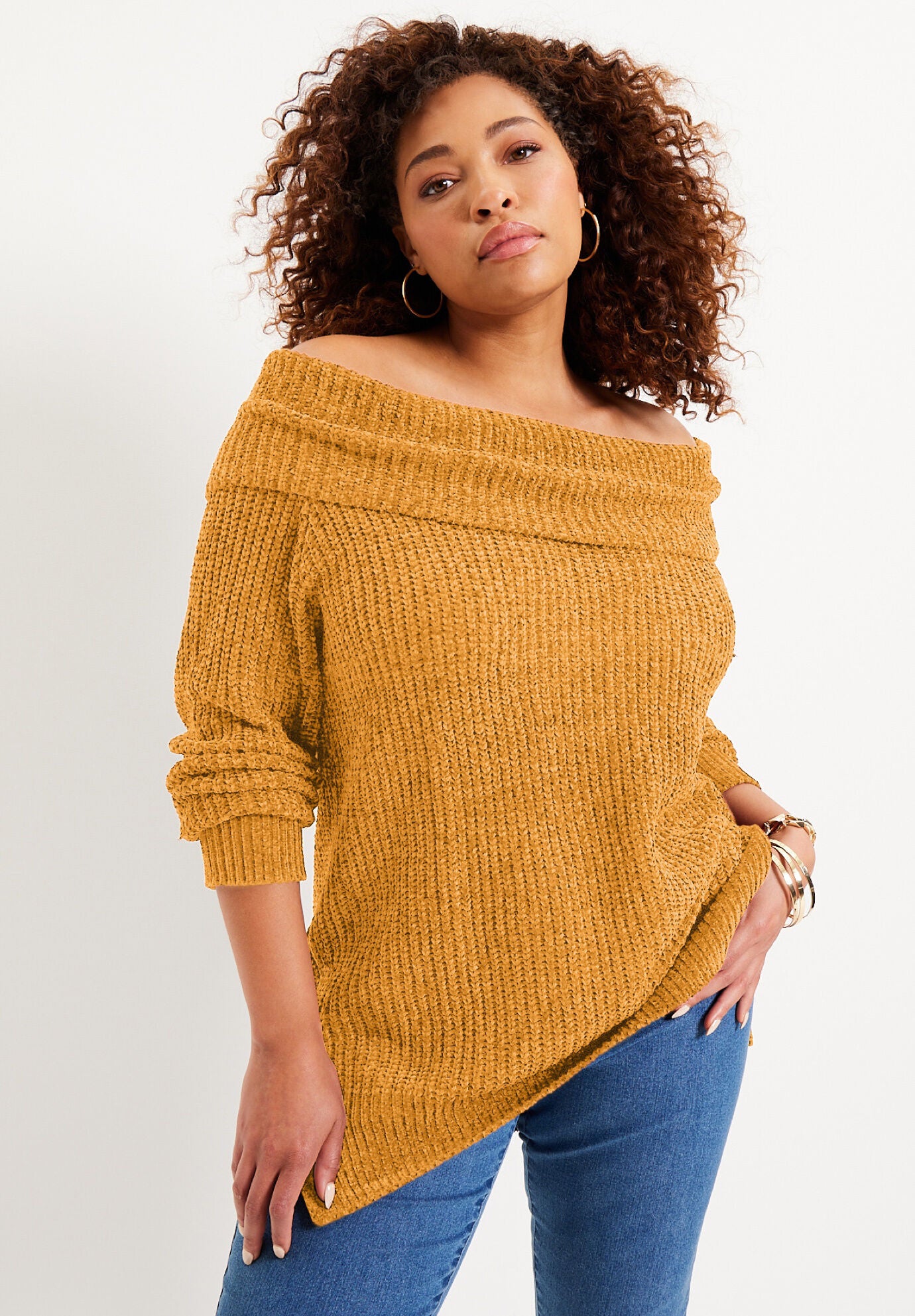 Chenille Off-The-Shoulder Sweater, , alternate image number 4