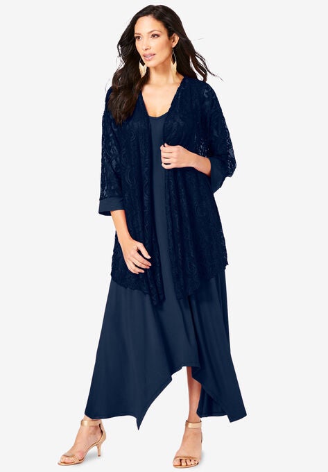 Lace Jacket Dress Set, NAVY, hi-res image number null