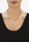 Silvertone Round Pearl And Round Cz Panther Strand Necklace (1/2 Cttw), , alternate image number null