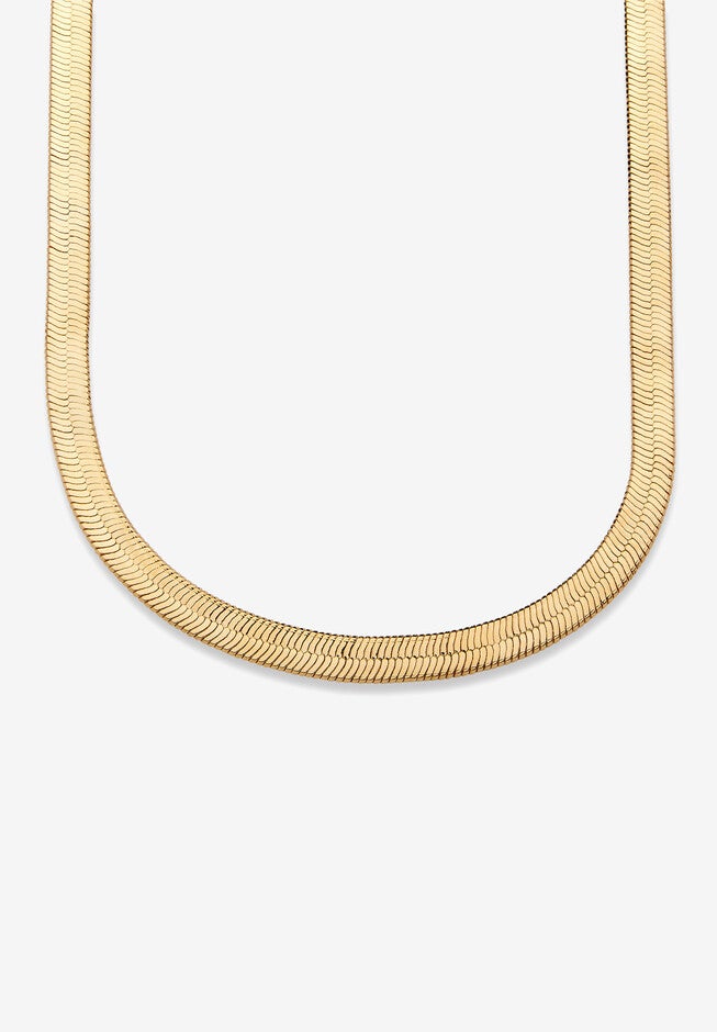 Herringbone Necklace In .925 Sterling Silver With A Golden Finish, GOLD, hi-res image number null