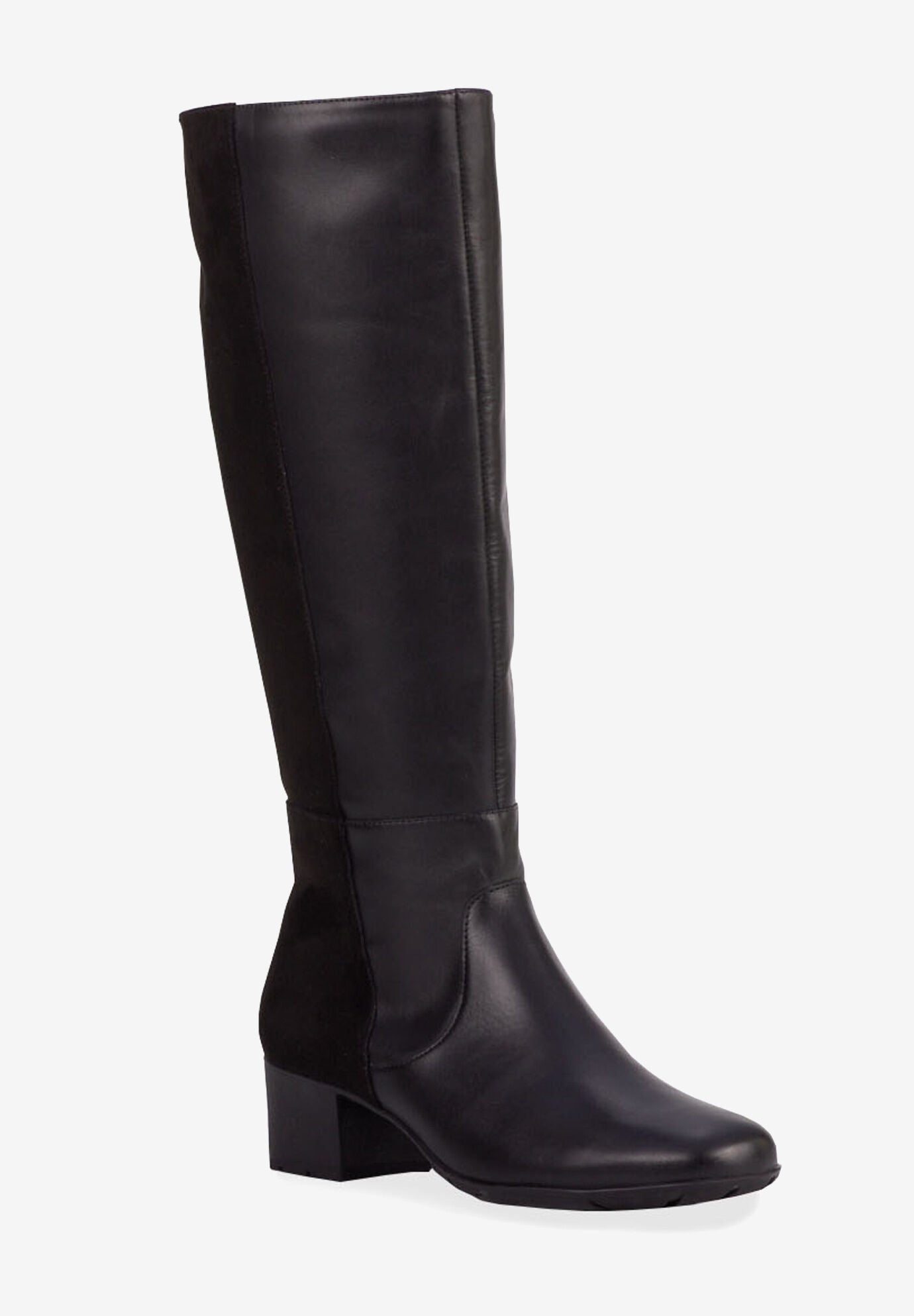 Mix Wide Wide Calf Boot, BLACK LEATHER SUEDE, hi-res image number 0