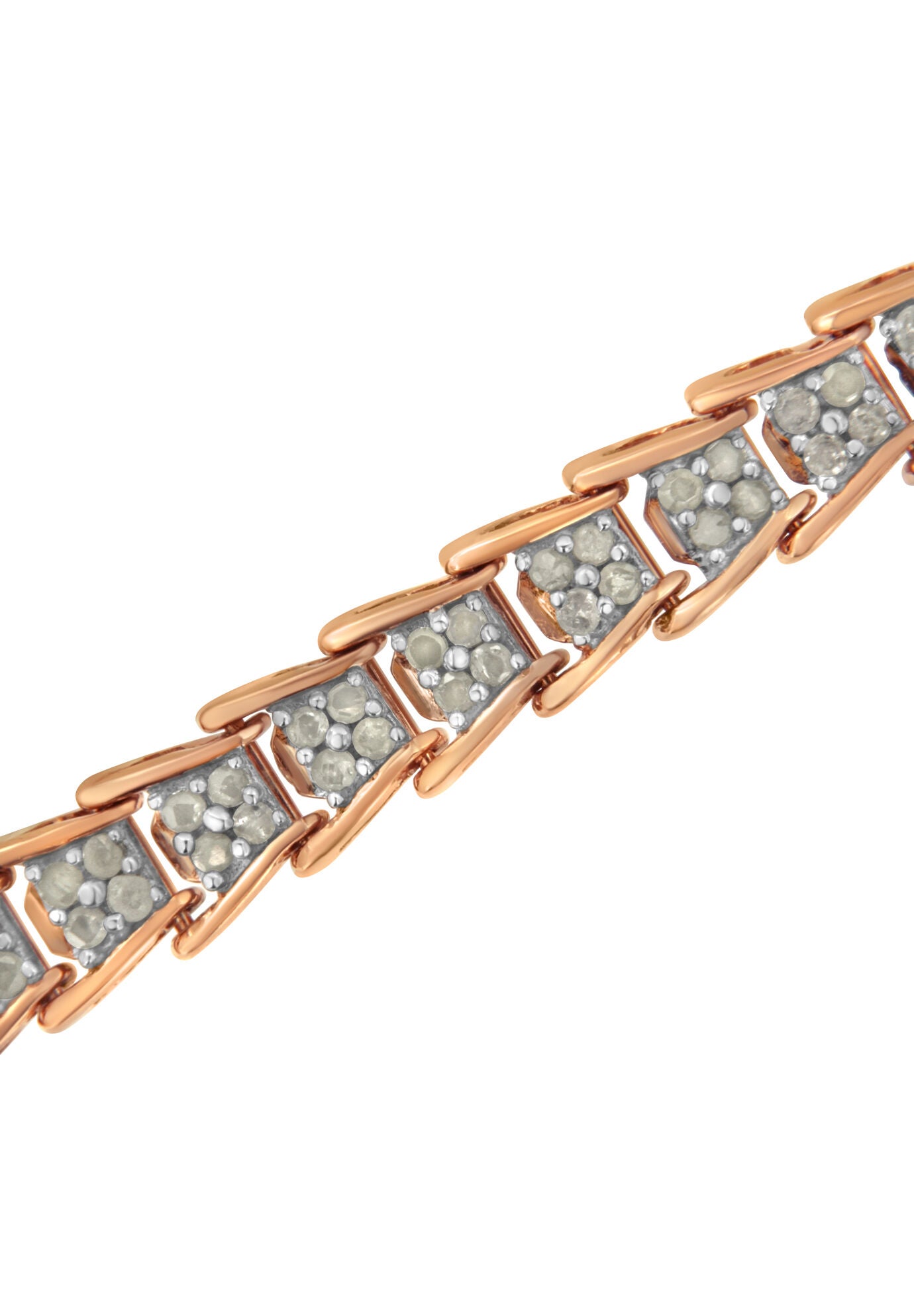 Rose Gold Plated Sterling Silver Diamond Chevron Link Tennis Bracelet, , alternate image number 3