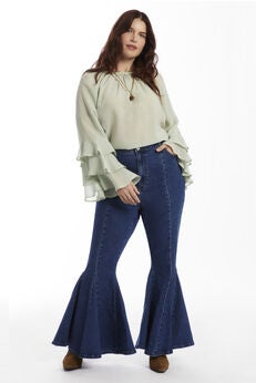 High Waisted Flare Godet Jean