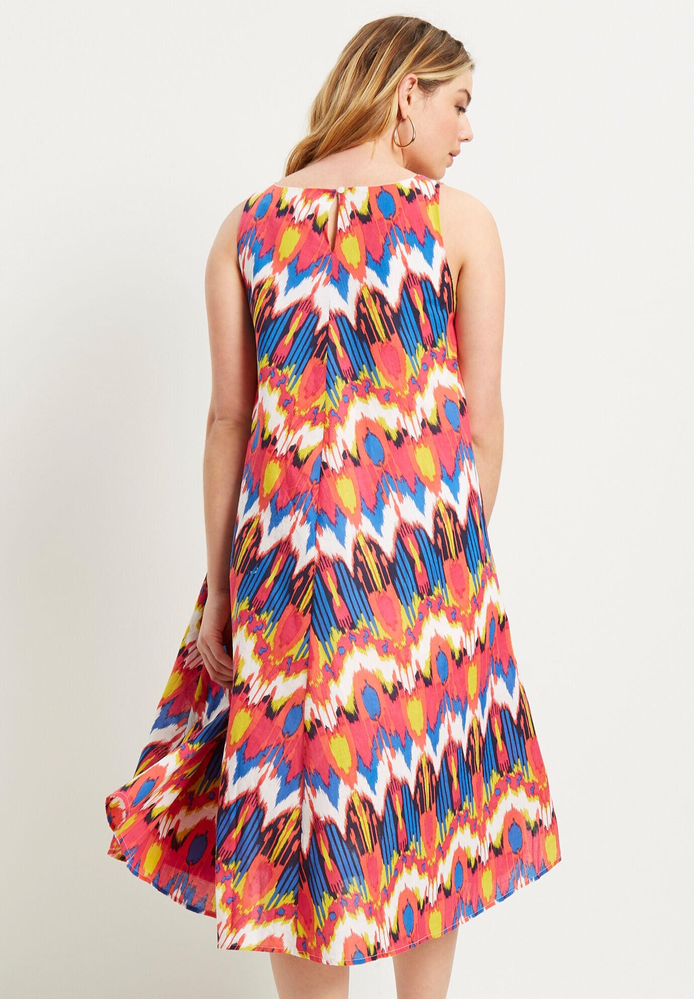 Navy Linen Sleeveless Swing Dress main image 1