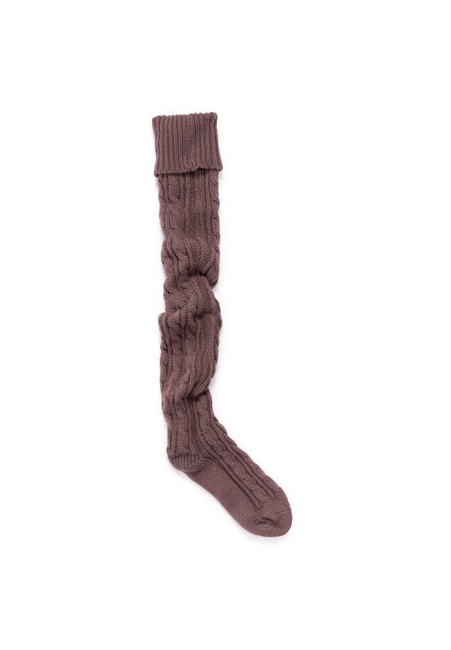 Cable Knit Slipper Socks, PURPLE HAZE, hi-res image number 0