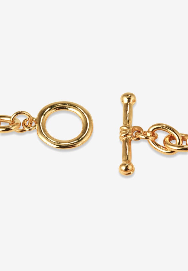 Goldtone Multi Heart Charm Bracelet (34Mm), Round Crystal, 8 Inches, , on-hover image number null
