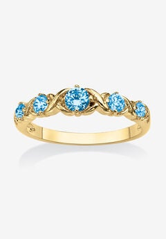 Yellow Gold-Plated Simulated Birthstone Ring